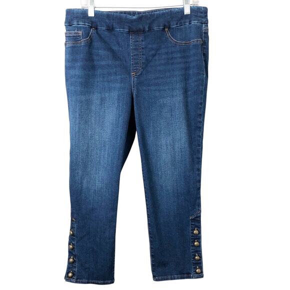 Chico's Women's Pull On Jegging Crop Jeans Button Ankle Size 1.5 (U.S. 10) - Picture 1 of 8